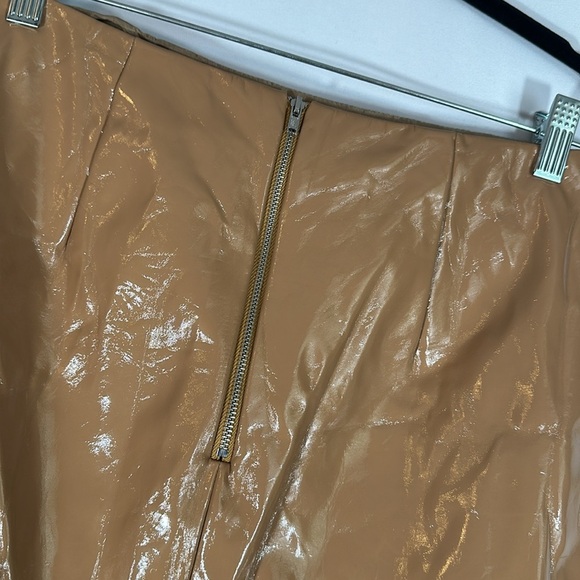 Topshop Tan Beige Vinyl Midi Pencil Skirt - Picture 9 of 10